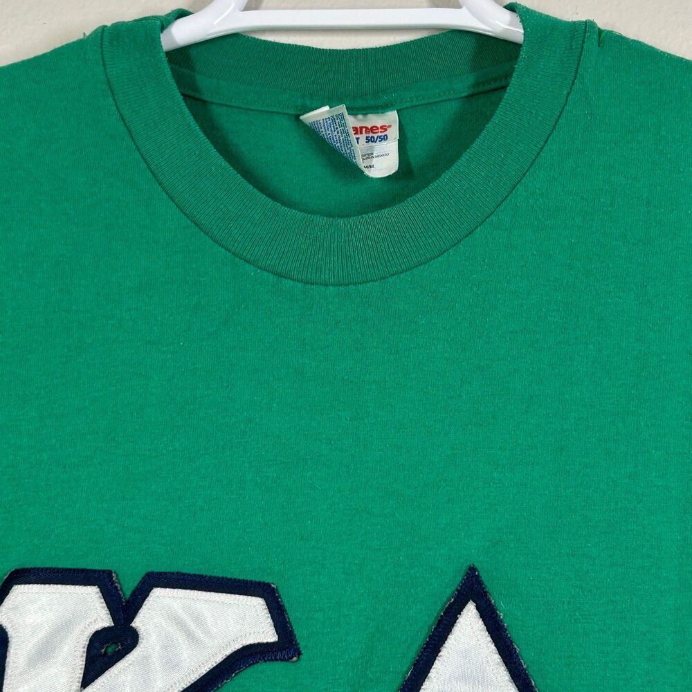 Hanes T-Shirt Mens M Green KΔ Applique Greek Letter Heavyweight 50/50 Crewneck - Picture 5 of 8